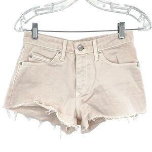 Lovers + Friends Jack High Rise Cut Off Shorts Mosswood Cream Raw Hem